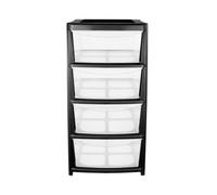 Simpa Large 4 Drawer Black Storage Tower Unit