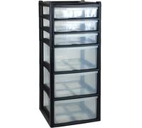 Simpa Large 6 Drawer Black Storage Tower Unit