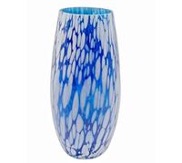 simpa Large Decorative Coloured Molten Glass Centerpiece Flower Vase - Blue 25cm (H)