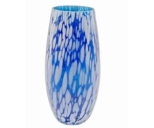 simpa Large Decorative Coloured Molten Glass Centerpiece Flower Vase - Blue 25cm (H)