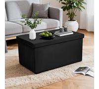 simpa Large Fold Flat Brushed Velvet Ottoman Storage in Black simpa Black