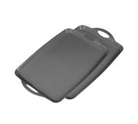 simpa Large Plastic Serving, Breakfast, TV Dinner Trays with Handles - Graphite 51 x 33cm - Set of 2