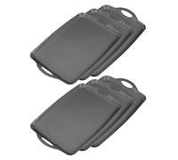simpa Large Plastic Serving, Breakfast, TV Dinner Trays with Handles - Graphite 51 x 33cm - Set of 6