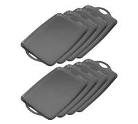 simpa Large Plastic Serving, Breakfast, TV Dinner Trays with Handles - Graphite 51 x 33cm - Set of 8