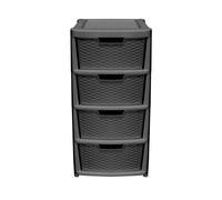 simpa Large Rattan Effect 4 Drawer Storage Tower Unit 82cm (H) in Black simpa Black