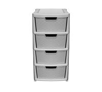 simpa Large Rattan Effect 4 Drawer Storage Tower Unit 82cm (H) in Grey simpa Grey