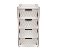 simpa Large Rattan Effect 4 Drawer Storage Tower Unit 82cm (H) in Taupe simpa Taupe