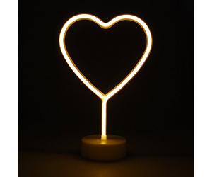 simpa LED Novelty Neon Light - HEART WARM WHITE - Choose from various designs & colours - Ideal for your home, office desk or as a gift - USB power cable included. Uses 3 x AA Batteries Not Supplied