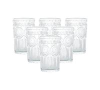 simpa Lucente Vintage Embossed Highball Drinking Glasses 380ml Set of 6