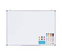 simpa Magnetic Dry Wipe Whiteboard with Silver Aluminium Frame and Pen Tray, 4PC Dry Wipe Pens, 6PC Magnets & White Board Eraser - 105cm (W) x 75cm (H)