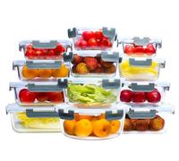 simpa Meal Prep Glass Food Storage Containers 12 Pack, Meal Prep Containers with Snap Lock Leakproof Lids, Reusable Microwave safe BPA-free Lunch Boxes (12 Containers & 12 Lids) Assorted Size Set