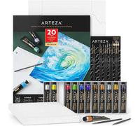 simpa Metallic Acrylic Painting Art Set: 12PC Paint, 15 Brushes & 20 Sheets Canvas simpa Multicolor