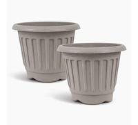 simpa Nero Round Chunky Plastic Garden Planters - Available in Terracotta, Black & Platinum. (Platinum, 40cm)