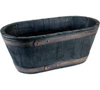 Simpa Oakwood Black Rustic Style Plastic Trough Planter