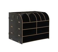simpa Oxbridge Black Wood Grain Effect Large Capacity Office 3in1 Desktop Organiser 27cm (H) x 32cm (W) x 24.5cm (D)