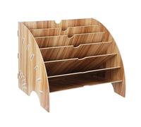 simpa OXBRIDGE Fan Style 6 Compartment A4 Document Magazine File Holder - Quick & Easy DIY Assembly - Wood Grain Finish