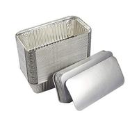 Simpa Pack Of 125 Aluminium Foil Food Containers With Lids 6A 670Ml.
