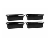 simpa Plastic Chunky Garden Trough Planter Pots 50cm Length - BLACK, Set of 4 Pots - Suitable for Indoor or Outdoor Use with DIY Drainage Holes.