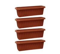 simpa Plastic Chunky Garden Trough Planter Pots 50cm Length - TERRACOTTA, Set of 4 Pots - Suitable for Indoor or Outdoor Use with DIY Drainage Holes.