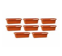 simpa Plastic Chunky Garden Trough Planter Pots 50cm Length - TERRACOTTA, Set of 8 Pots - Suitable for Indoor or Outdoor Use with DIY Drainage Holes.