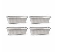 simpa Plastic Chunky Garden Trough Planter Pots 75cm Length - PLATINUM, Set of 4 Pots - Suitable for Indoor or Outdoor Use with DIY Drainage Holes.
