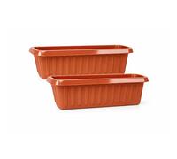 simpa Plastic Chunky Garden Trough Planter Pots 75cm Length - TERRACOTTA, Set of 2 Pots - Suitable for Indoor or Outdoor Use with DIY Drainage Holes.