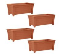 simpa Plastic Trough Garden Planter Pots 55cm Length - BROWN, Set of 4 Pots - Suitable for Indoor or Outdoor Use with DIY Drainage Holes.
