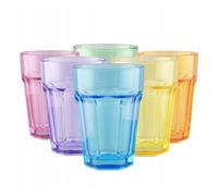 simpa 6PC Rainbow Coloured Retro American Diner Style Drinking Glass Tumblers 420ml