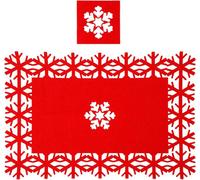 Simpa Red Red Felt Christmas Snowflake Table Place Mat & Coaster Sets - 4 Settings