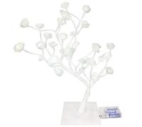 simpa Rose Bonsai Style Tree Lamp 17.72" 45cm with 32 LED Battery Operated White Rose