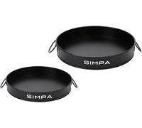 simpa Round 2PC Metal Colour Serving Trays Set with Handles in Black simpa Black
