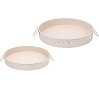 simpa Round 2PC Metal Colour Serving Trays Set with Handles in Cream simpa Cream