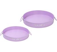 simpa Round 2PC Metal Colour Serving Trays Set with Handles in Lilac simpa Lilac