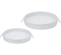 simpa Round 2PC Metal Colour Serving Trays Set with Handles in White simpa White