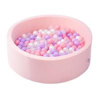 simpa Round Baby Pink Soft Foam Ball Pit with 200 Balls- Dimensions 90cm (Dia) x 30cm (H)