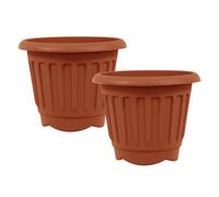 Simpa Round Chunky Plastic Planters 40Cm Dia - Set Of 2