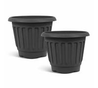 simpa Round Chunky Plastic Planters - Set of 2 in Black | Size: Medium simpa Black M