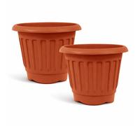 simpa Round Chunky Plastic Planters - Set of 2 in Brown | Size: Medium simpa Brown M