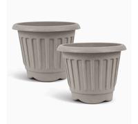 simpa Round Chunky Plastic Planters - Set of 2 in Grey | Size: Large simpa Grey L