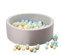 simpa Round Pastel Grey Soft Foam Ball Pit with 200 Grey Balls - Dimensions 90cm (Dia) x 30cm (H)