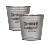 simpa S'Amuser en Chemin French Vintage Style Shabby Chic Plastic Planters, Set of 2 Pots (Medium)