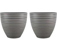 simpa Serenity Rings Plastic Planter - Grey Pots - 35cm (H) x 38cm (Dia) - Suitable for Indoor or Outdoor Use. (2)