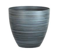 simpa Serenity Rings Plastic Planter - Grey, Single Pot - 21cm (H) x 23cm (Dia) - Suitable for Indoor or Outdoor Use.
