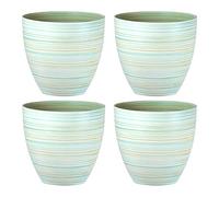 simpa Serenity Rings Plastic Planter - White, Set of 4 Pots - 21cm (H) x 23cm (Dia) - Suitable for Indoor or Outdoor Use.