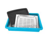 simpa Sky Blue Large Plastic Rectangular Deep BBQ, Grill Rack Soaking & Cleaning Tray - 13cm (H) x 64cm (L) x 49cm (W)