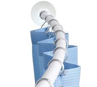 Simpa Smart White Coated Aluminium Curved Tension Shower Rod - Twist Tighten Lock Shower Pole - Wall Mounting Option Fixtures Supplied - Curved Shape - Length 1.1m (43”) extending to 1.8m (71”)