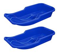 simpa Snow Hawk Plastic Snow Sledge Toboggan - Set of 2 Heavy Duty Winter Snow Sledges - Arctic Blue - Robust Design for Snow Fun