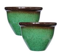 simpa Speckle Glaze Effect Green Plastic Planters - Set of 2 | Size: Small simpa Green S