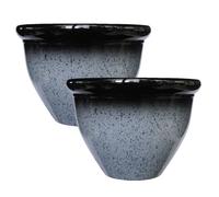 simpa Speckle Glaze Effect Grey Plastic Planters - Set of 2 | Size: Large simpa Grey L
