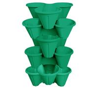 simpa Stackable Tri-Pot Plastic Strawberry Planters 6PC in Dark Green simpa Dark Green